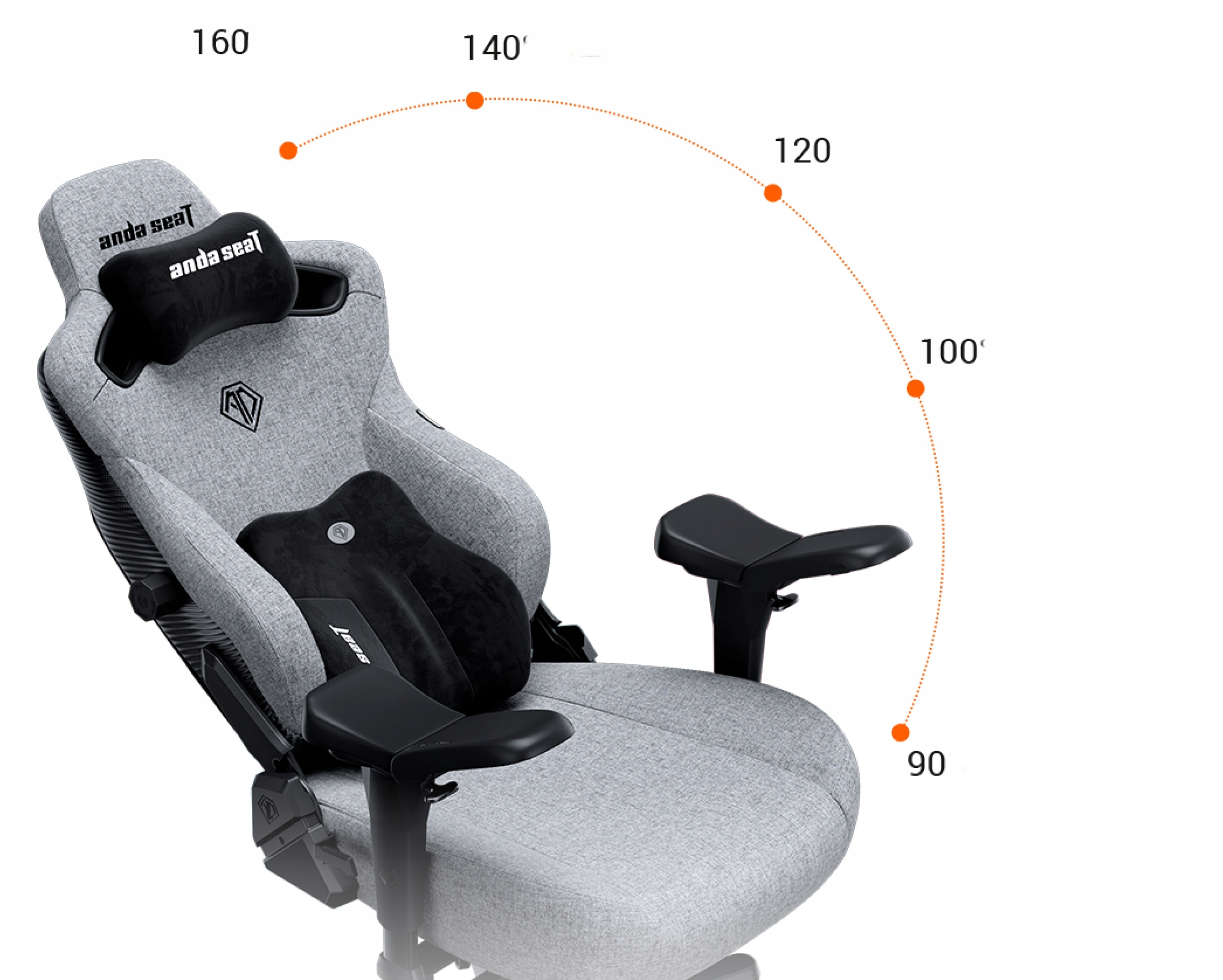Fotel gamingowy Kaiser 3 PRO XL Anda Seat materiałowy czarny Minimalna wysokość siedziska 44 cm