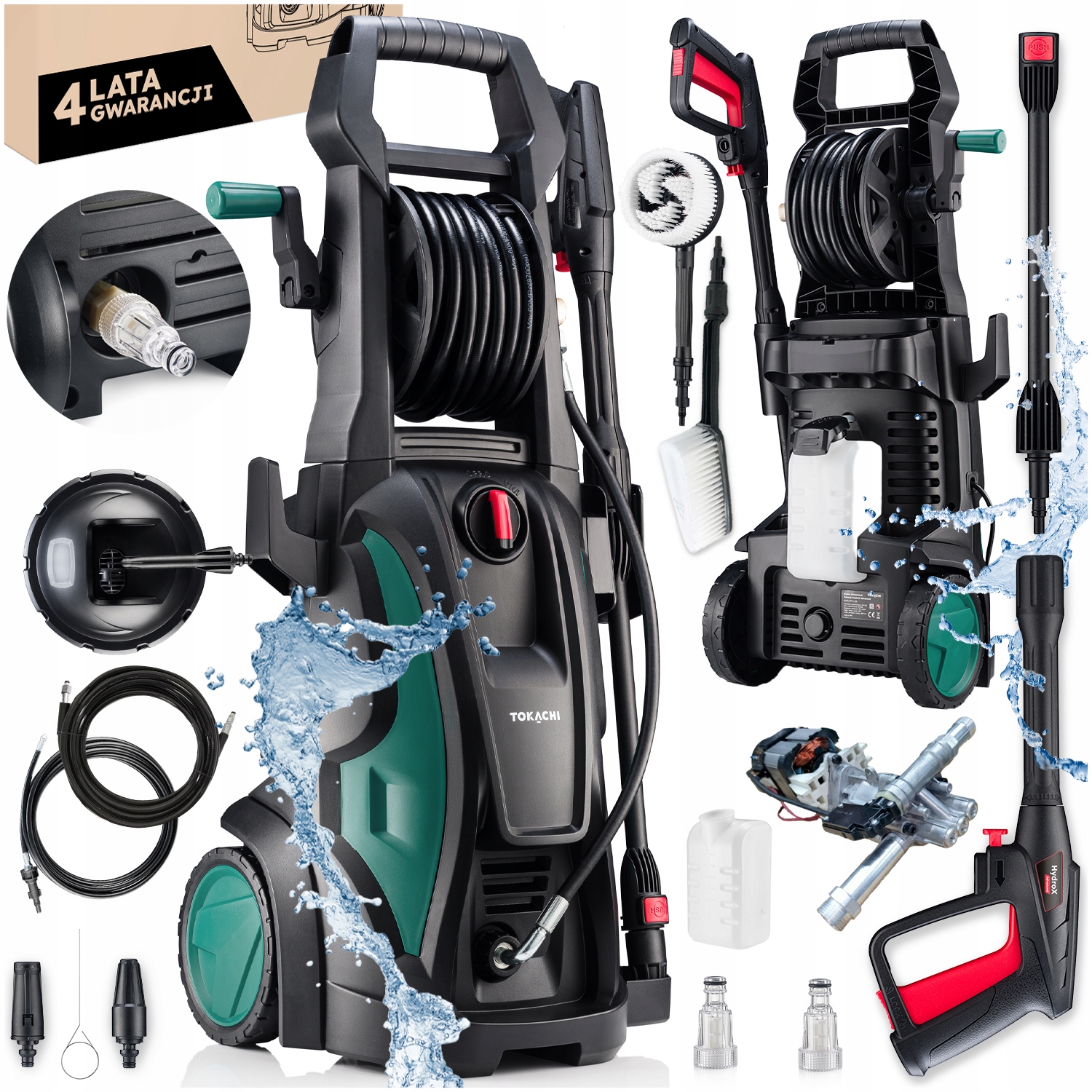 Myjka Ciśnieniowa Mocna 180bar Pompa Aluminiowa 2400W Turbo L8 Alu Zestaw