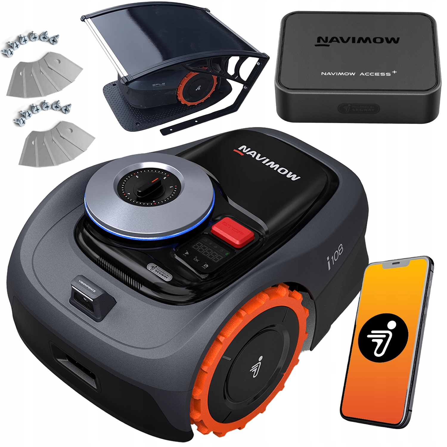 Segway Navimow i108E Gps Kosiarka Rtk Bez kabla Moduł 4G, Garaż, Ostrza