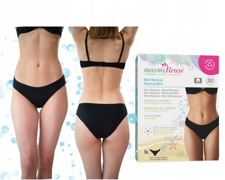 Majtki menstruacyjne kąpiel/ basen, Masmi, Eko, chloroodporne UPF50+ S