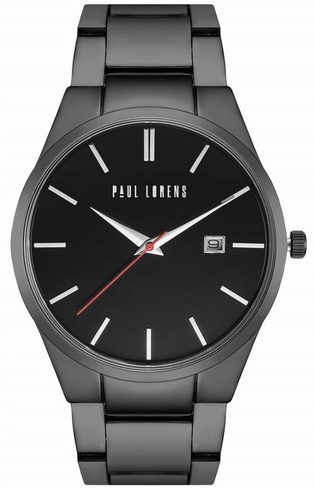 Pánské hodinky Paul Lorens quartzový ciferník černý náramek černý 40 mm