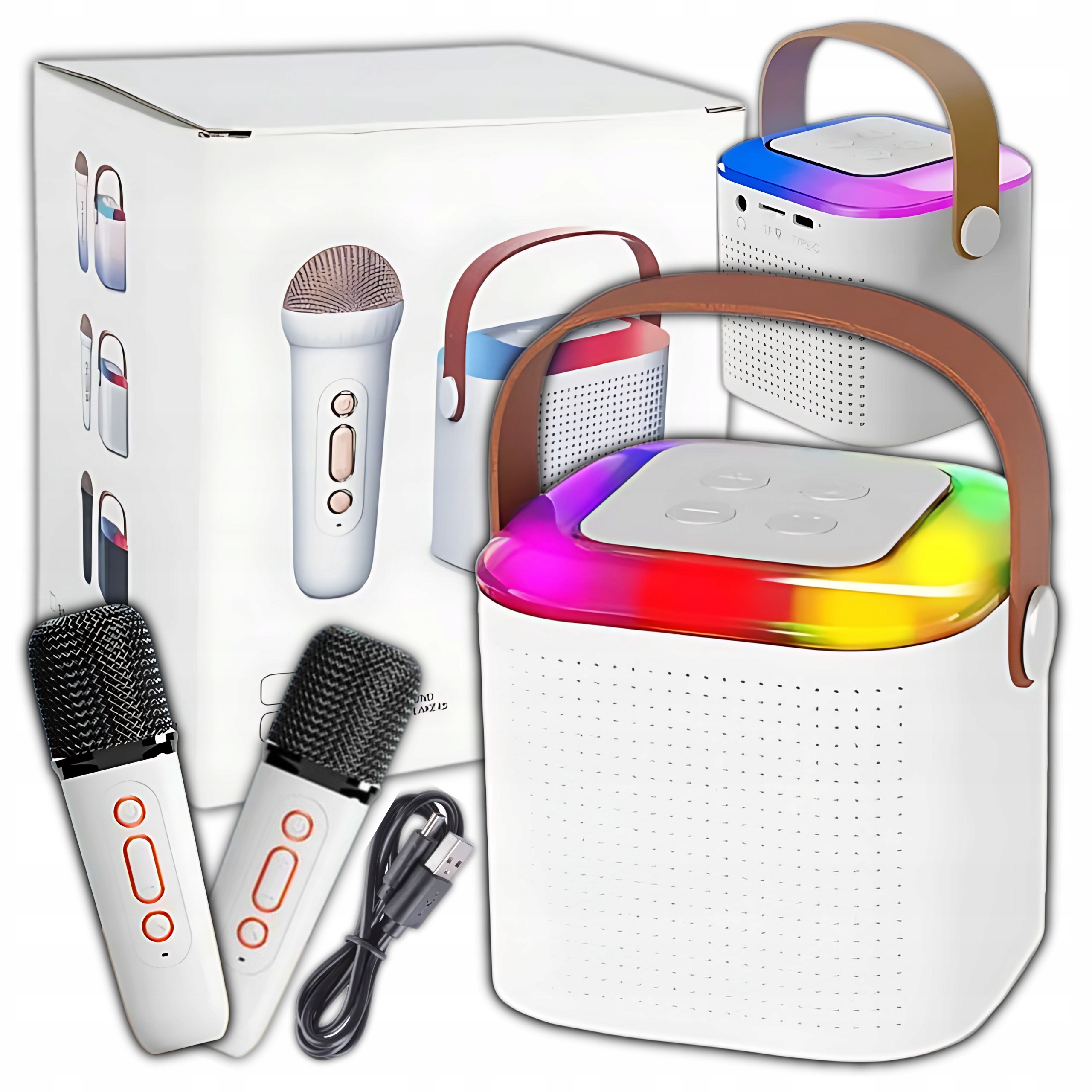 KARAOKE ZESTAW GŁOŚNIK BLUETOOTH MIKROFON BEZPRZEWODOWY 2 MIKROFONY DZIECI