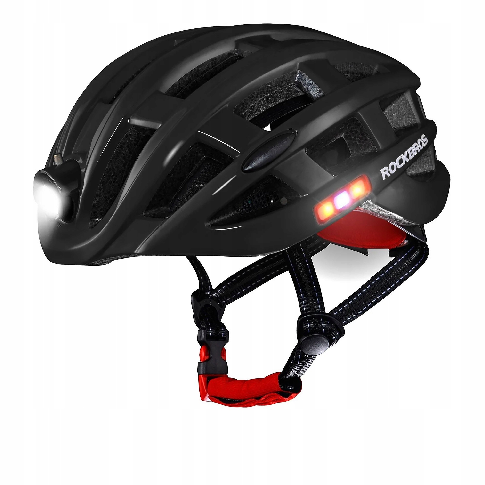 Rockbros Mtb cyklistická přilba s lampičkou, černá, 57-62 cm