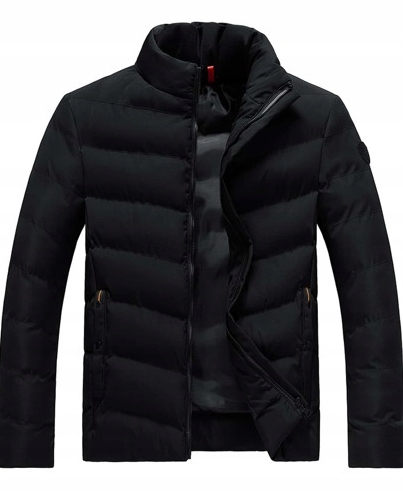 Shein Prošívaná Bunda Černá Hladká Casual M 1LA