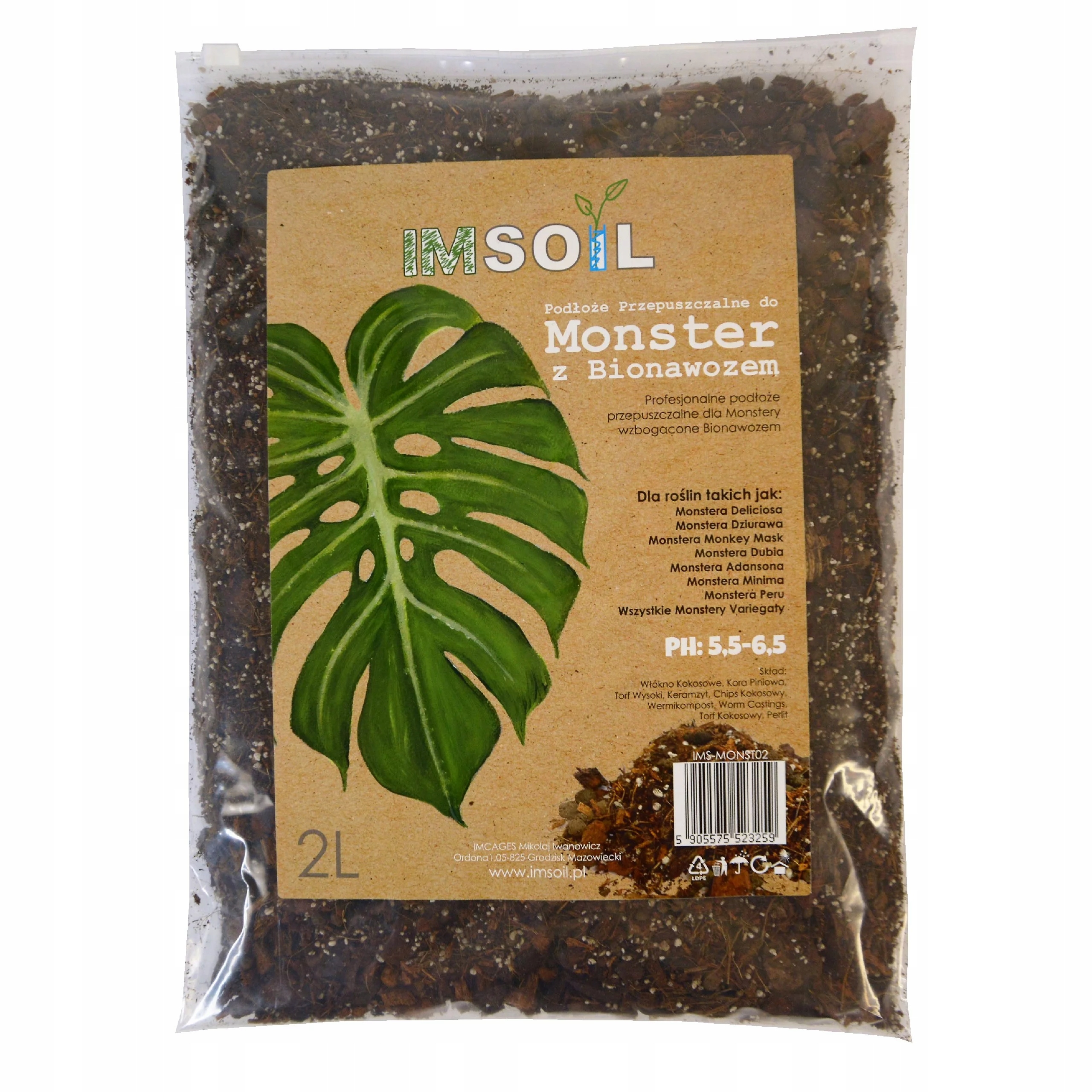 IMSOIL 10L - Podłoże Dedykowane do MONSTERY Pojemność 10 l