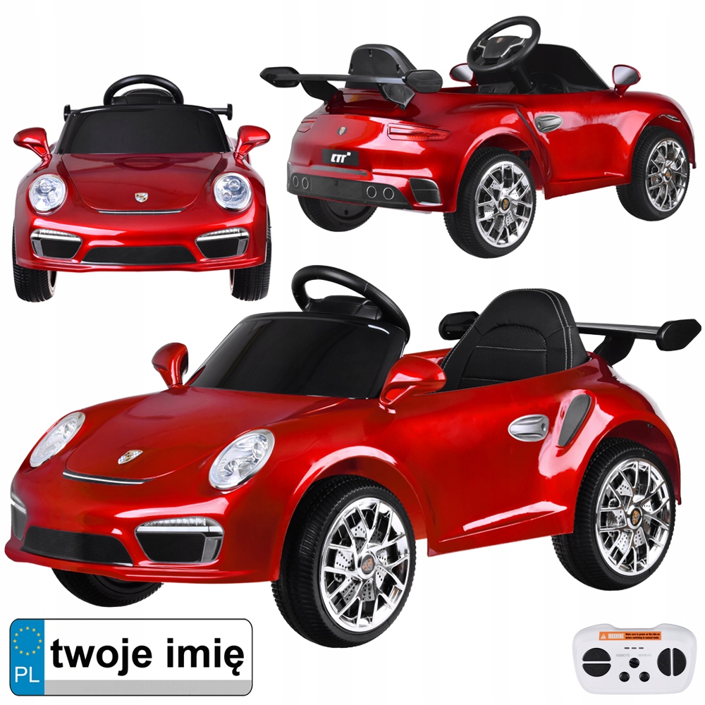 Autko elektryczne na akumulator czerwone Porsche Ruf CTR3 pilot PA0327