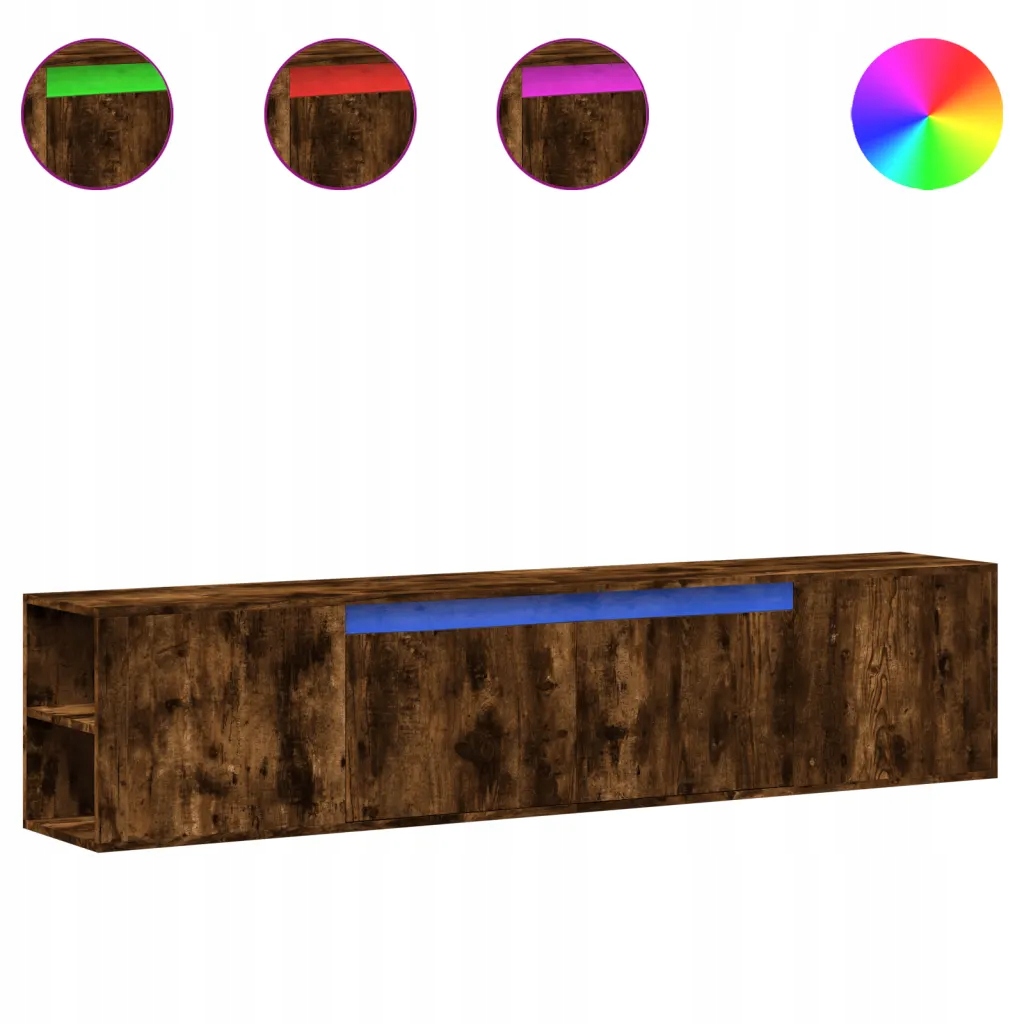 Wisząca szafka Led Rgb 180x31x39,5 cm, dąb