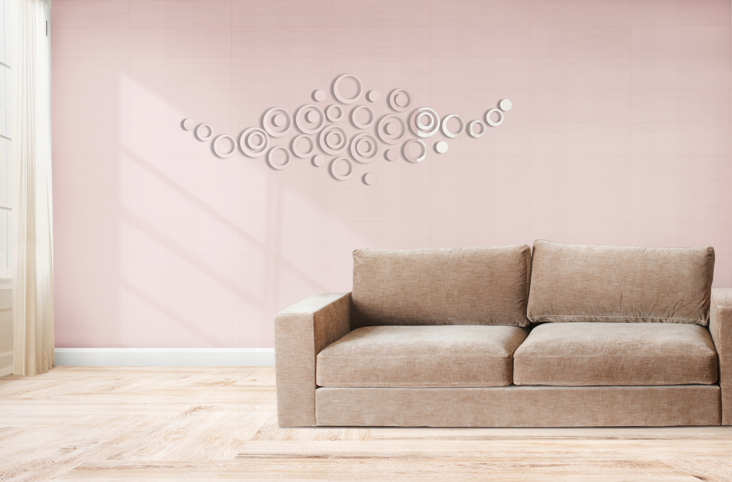 NAKLEJKI NA ŚCIANĘ LUSTRZANE KOŁA DECOR GLAMOUR Szerokość produktu 27 cm