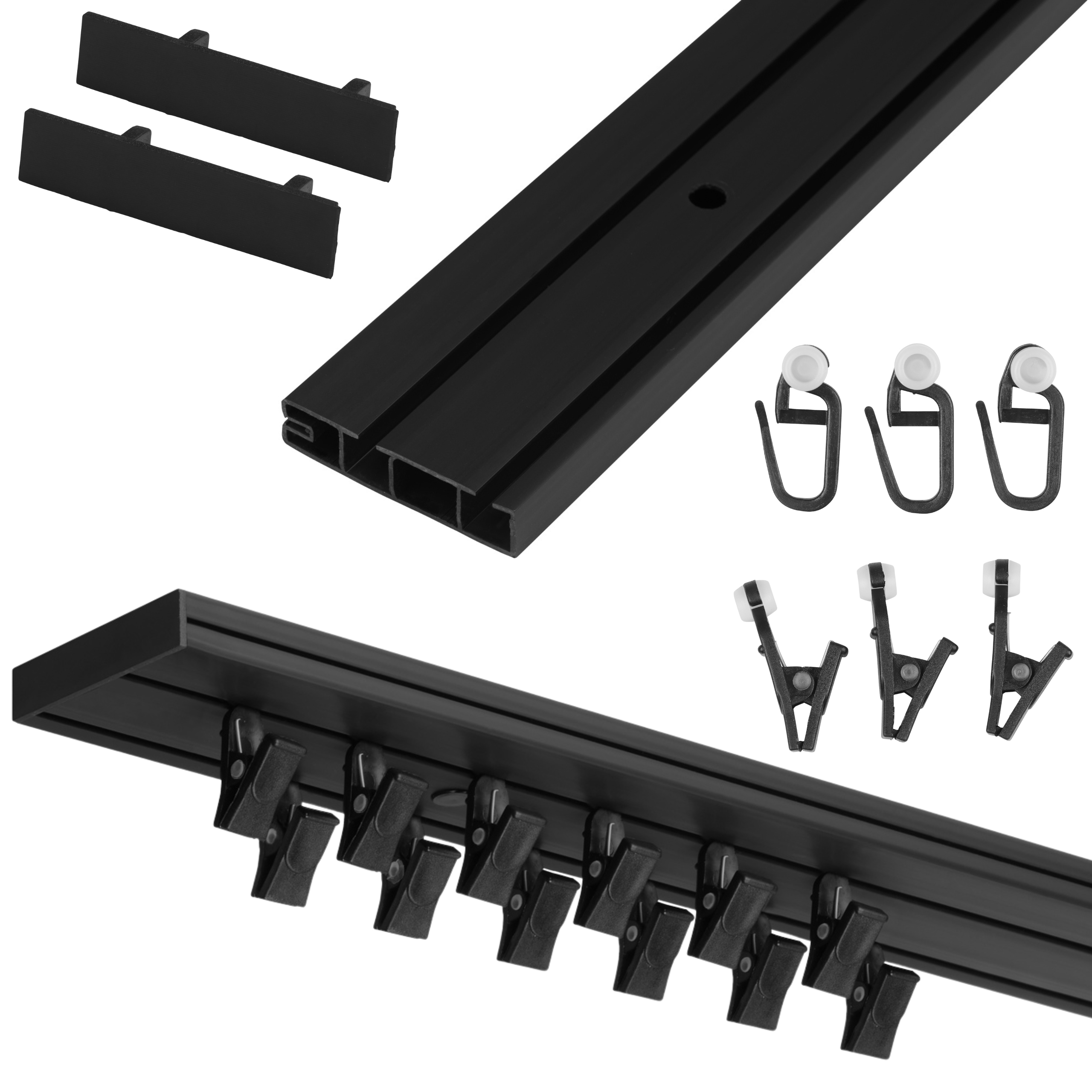 Garnýž Dvojitý Pvc 400 cm Stropní Lišta S Příslušenstvím II Kolejová