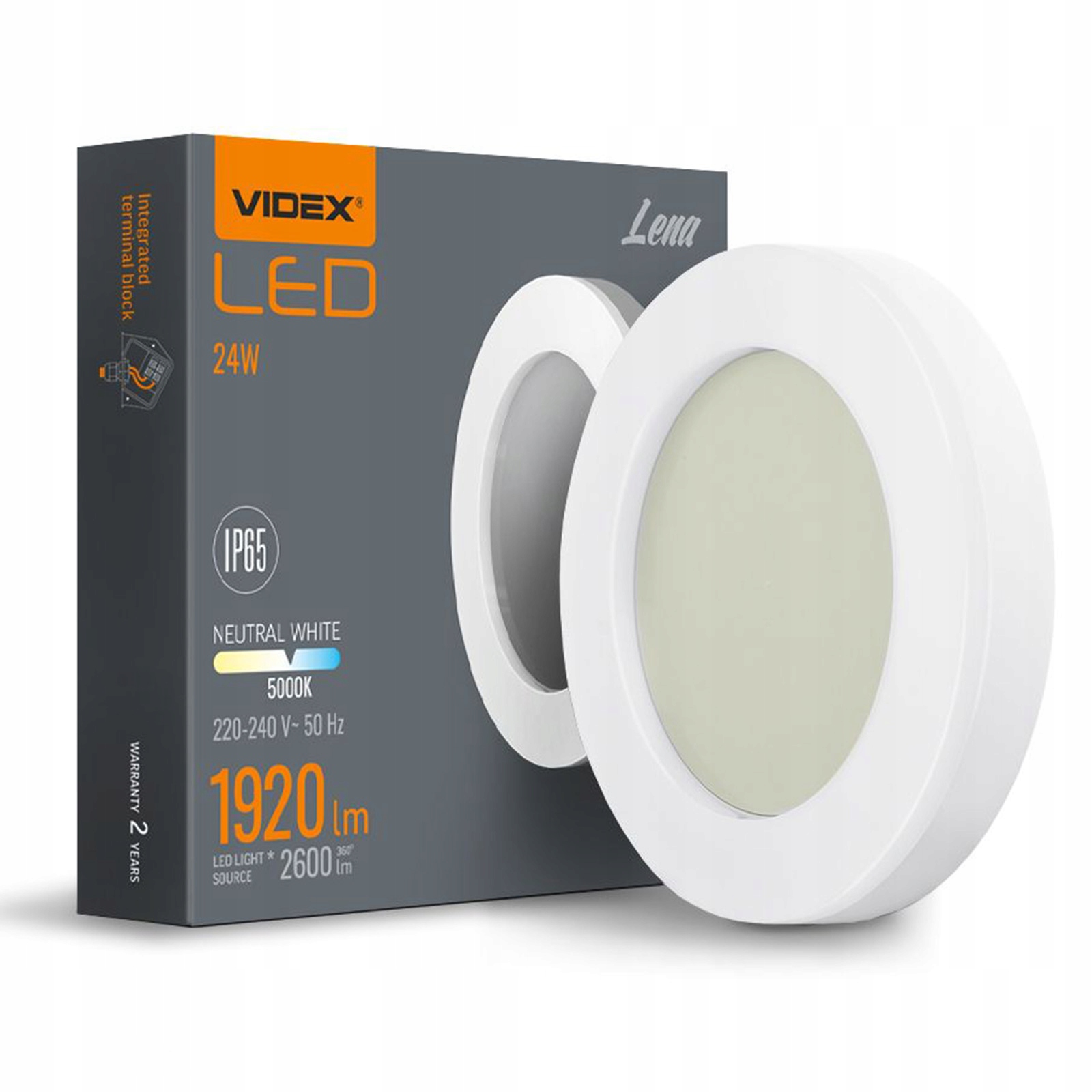 Venkovní lampa Stropní Svítidlo Led Svítidlo 24W 2600lm 5000K Studená bílá IP65 Videx