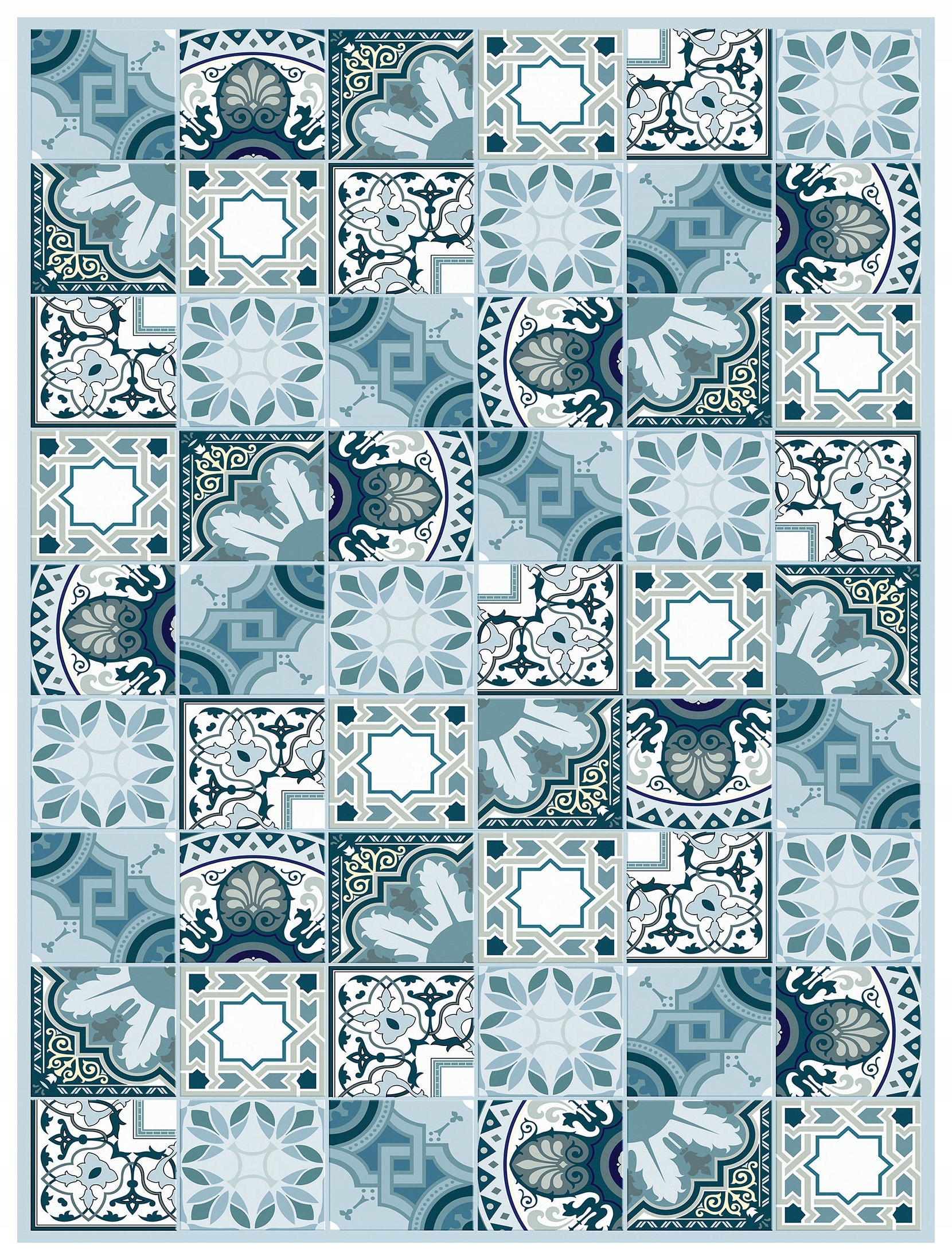 Fototapeta mělký bílo-modrý ornament vzor dlaždic 206x275 lepidlo