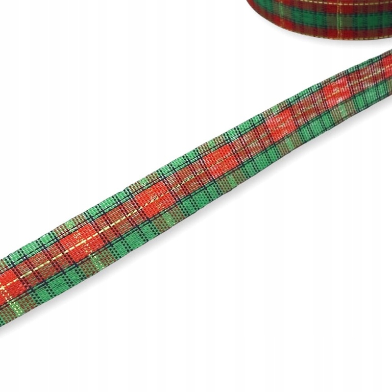 Wstążka świąteczna w kratkę wz. 501 12mm 20m