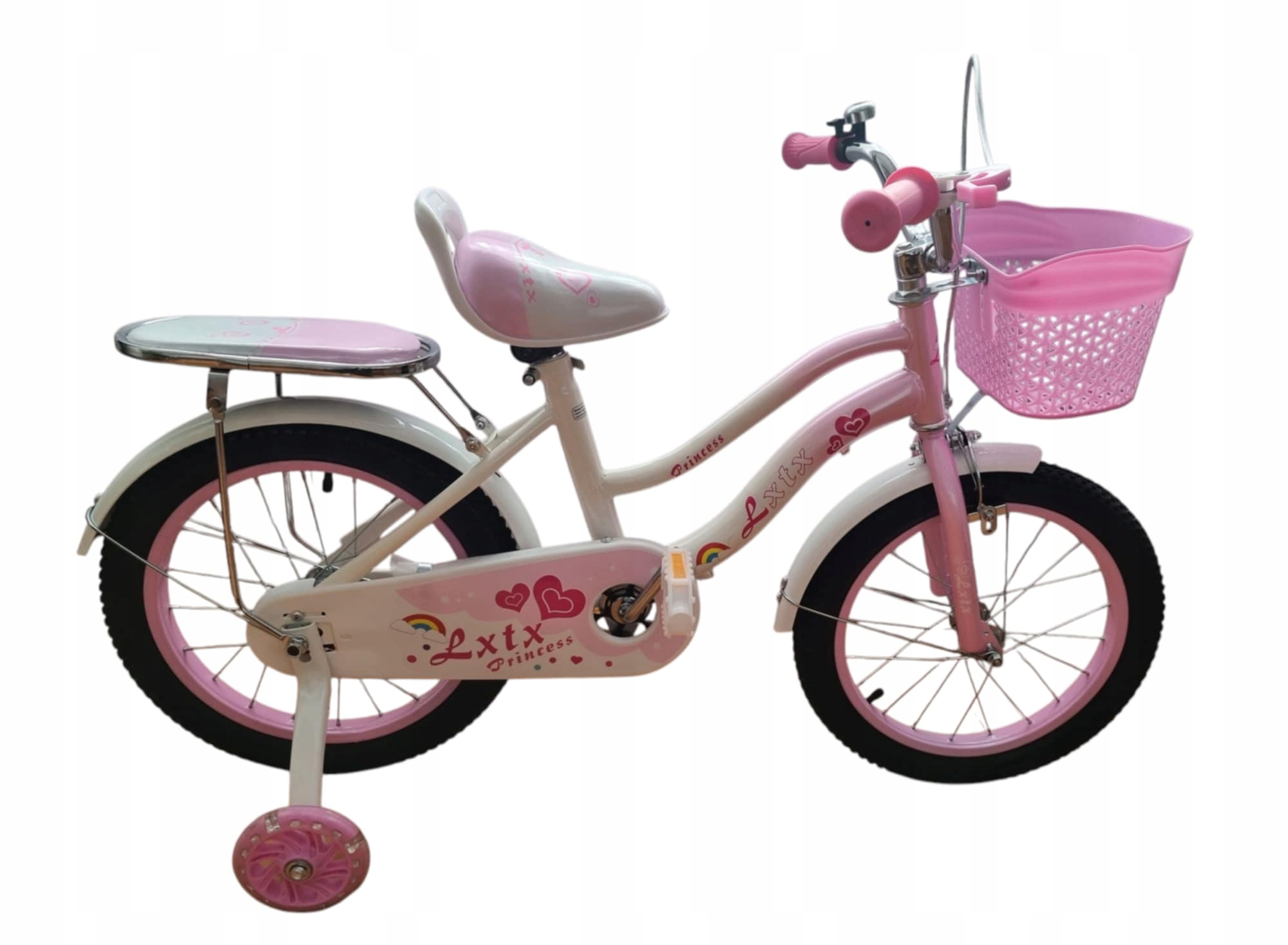 Rowerek Dziecięcy 16 Cali Rower Dla Dziewczynki Dzieci Koszyk Różowy