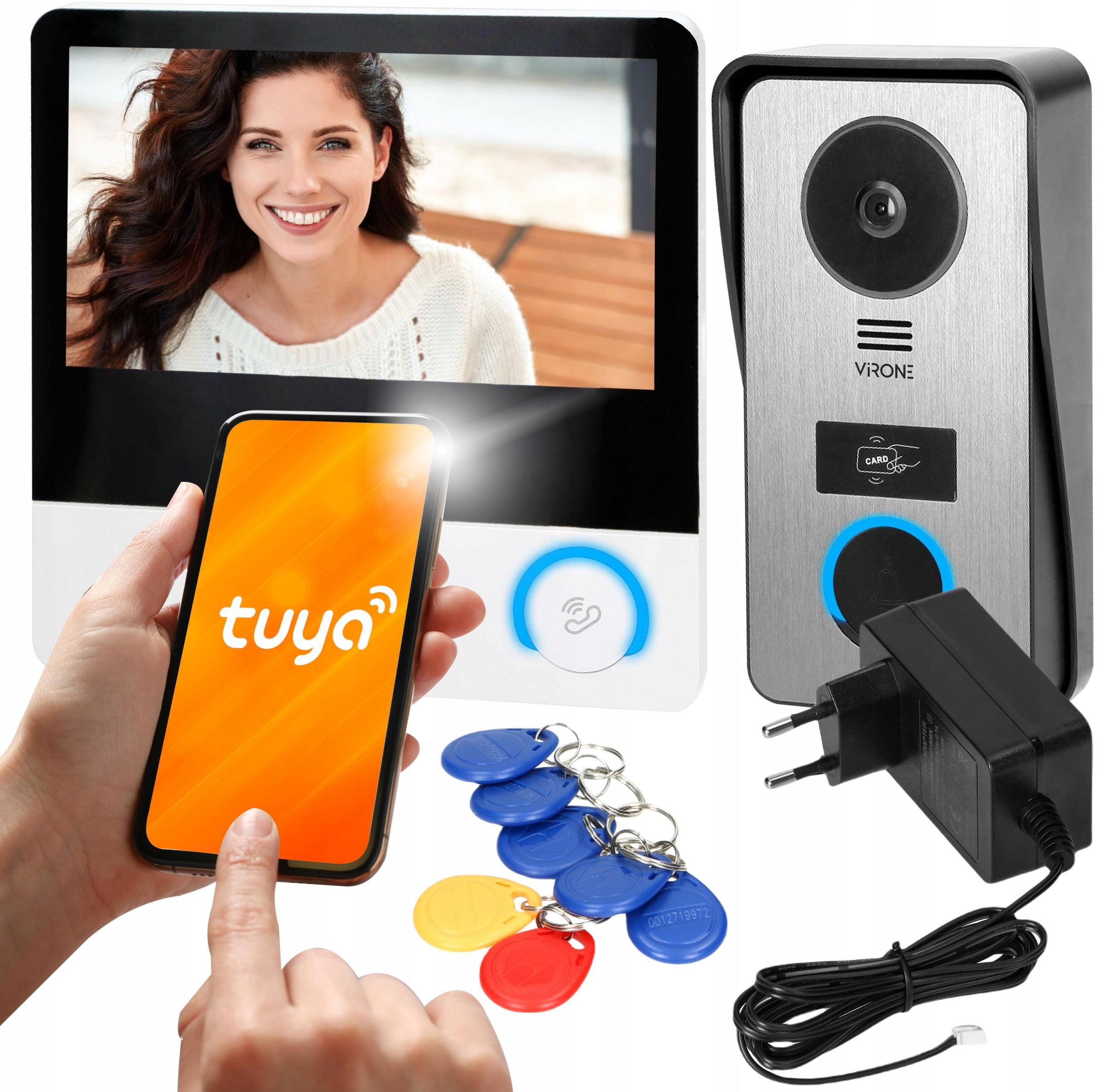 Wideodomofon Virone VDP-67 FullHD, czytnik Rfid, Tuya