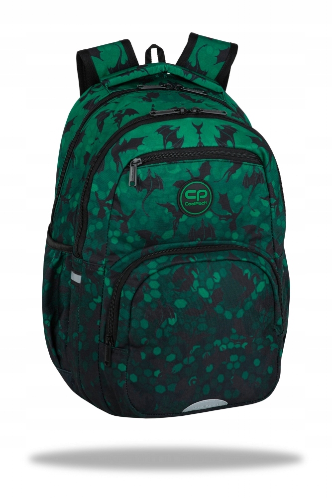 Plecak szkolny wielokomorowy CoolPack czarny, Odcienie zieleni 26 l
