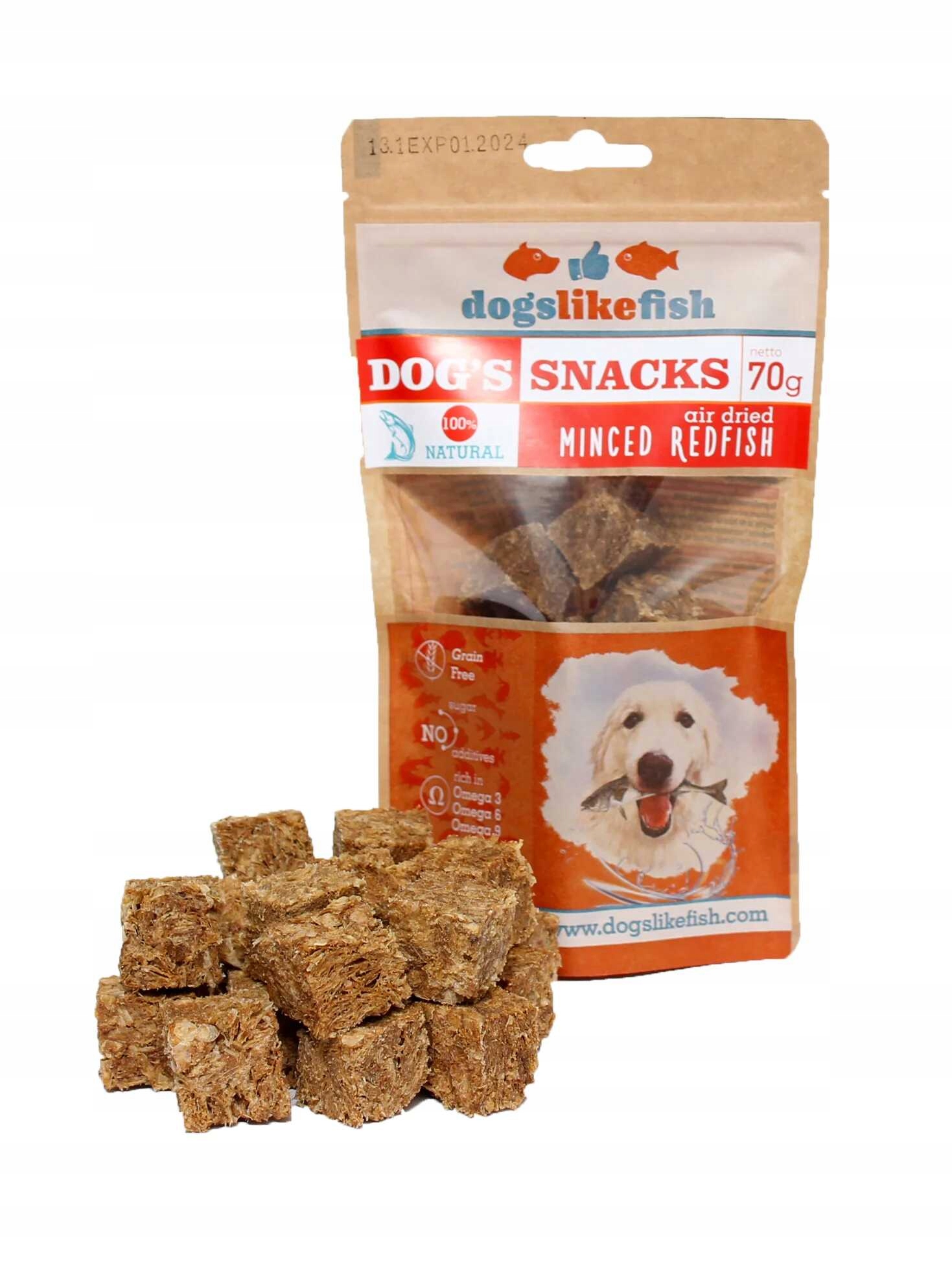 Levně Kostky s okounem pro psa DogsLikeFish 1000 g