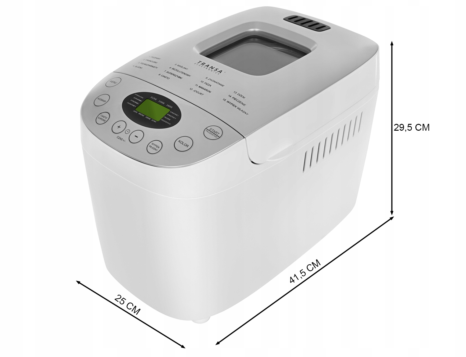 Automat do chleba Wypiekacz 15 PROGRAMÓW 2 MIESZADŁA SmartBake 850W MENU PL Liczba programów 15