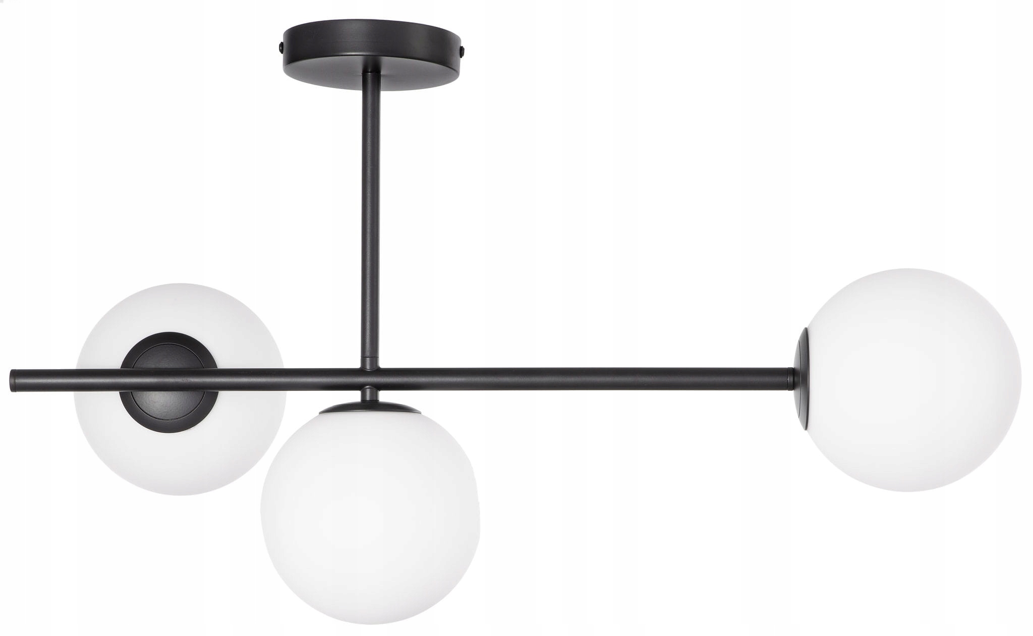 Lampa Milano černá trojitá mléčná koule dvouokruhová