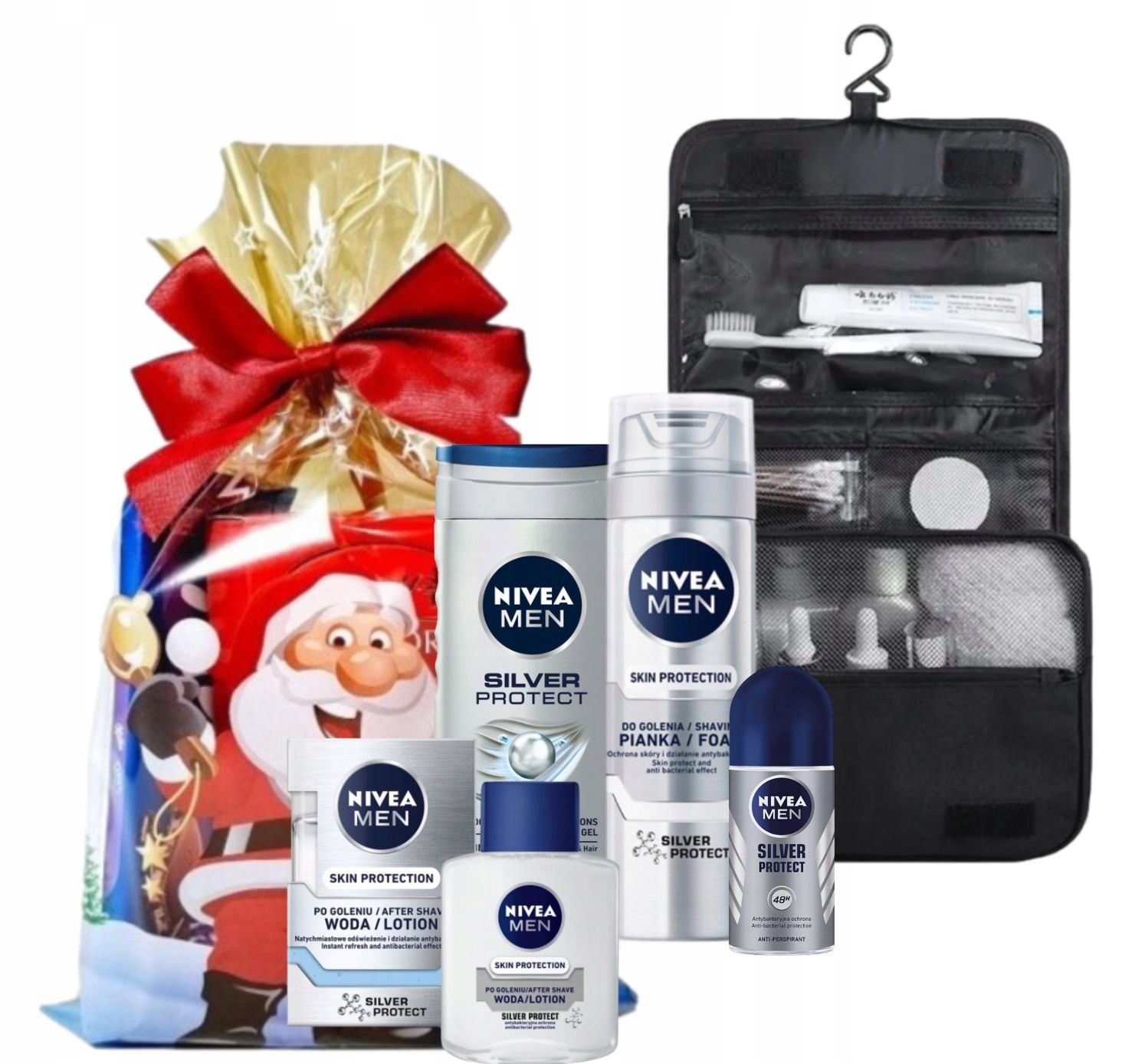 Vánoční sada XXL jako dárek pro Něj Nivea Silver Protect Kosmetická taštička