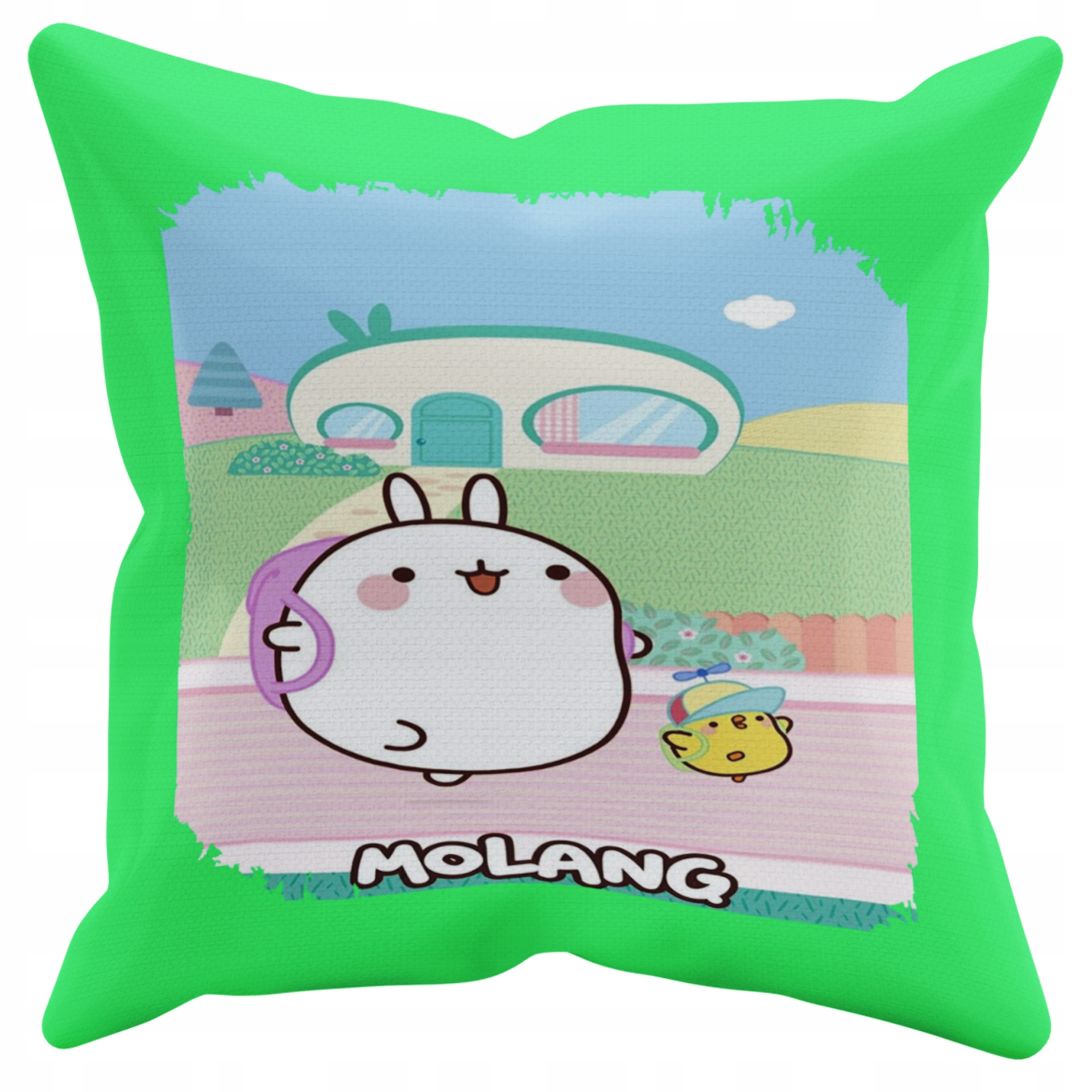 POSZEWKA NA PODUSZKĘ JAŚKA DO PRZEDSZKOLA MOLANG + IMIĘ GRATIS Kolor dominujący odcienie zieleni