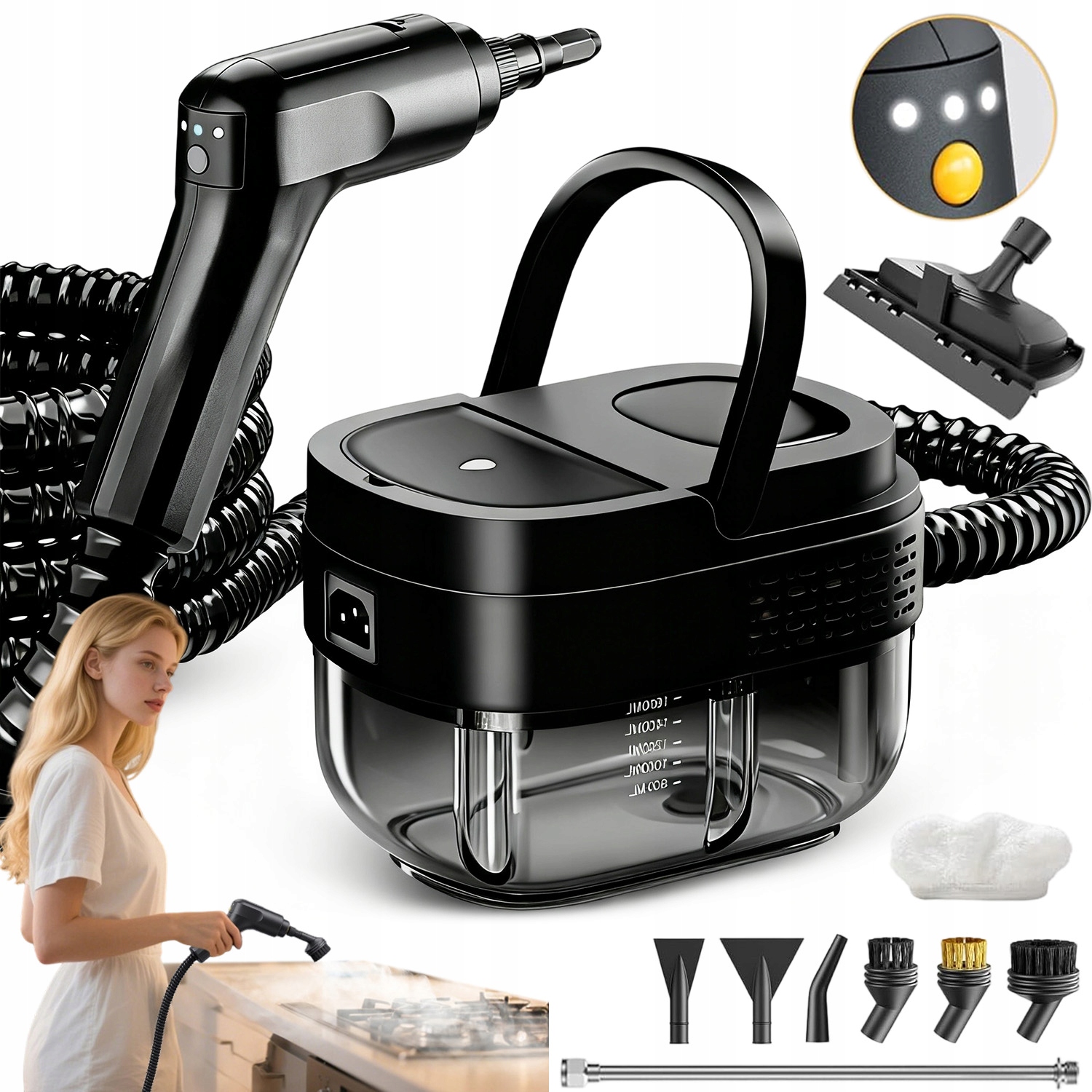 Myjka Parowa Parownica Czyścik Wielofunkcyjny Odkurzacz 2500W 1600ML