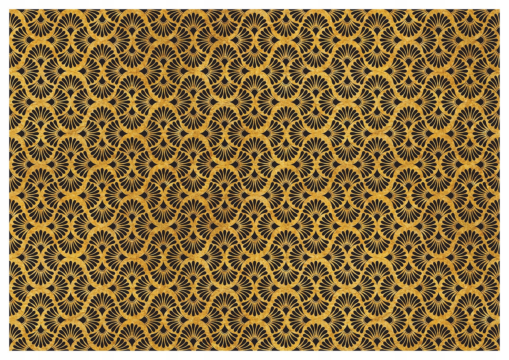 Tapeta Zlaté vějíře geometrie luxusu na černém pozadí 254x184 vinyl lepidlo