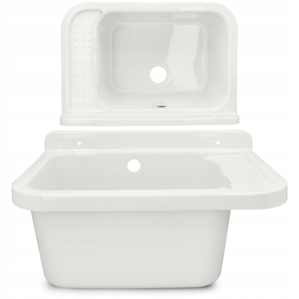 Jednokomorový dřez Diamond s hospodářskou komorou, polypropylen, bílá barva