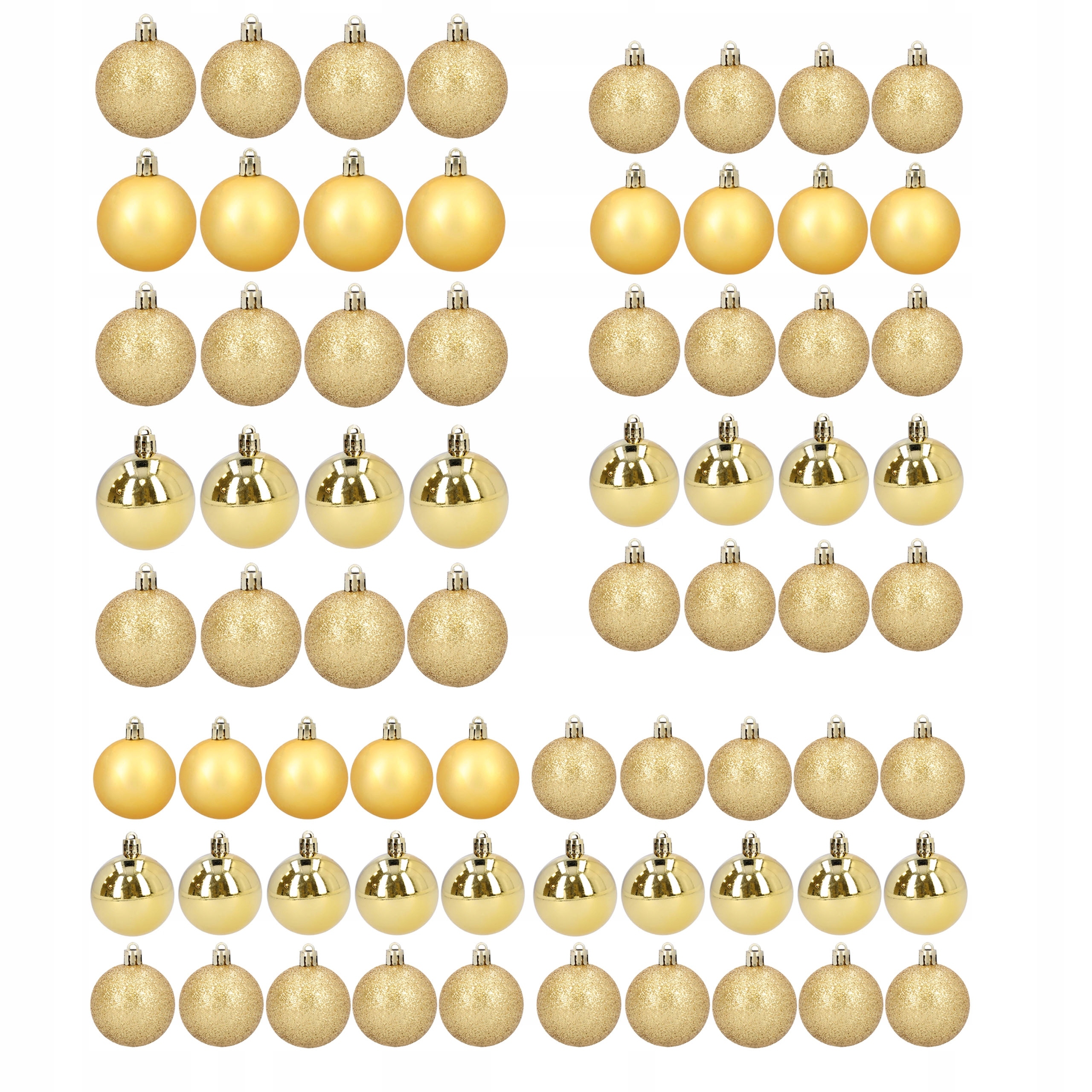 Vánoční Baňky zlaté nerozbitné 70 ks na Vánoce velký set