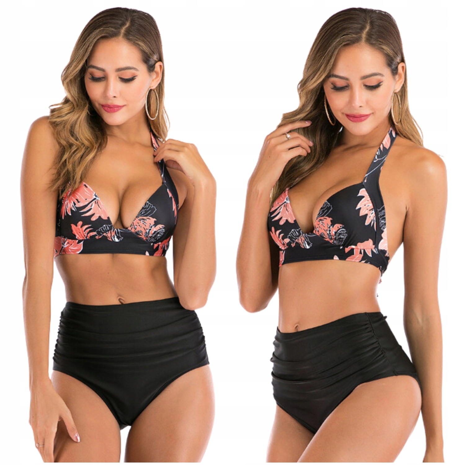 STRÓJ KĄPIELOWY DWUCZĘŚCIOWY PLUS SIZE MODELUJĄCY WYSOKI STAN BOHO BIKINI