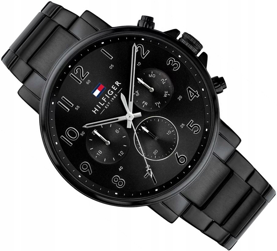 Elegantní Pánské Hodinky Tommy Hilfiger 1710383 Módní Černé Casual Balení 46mm