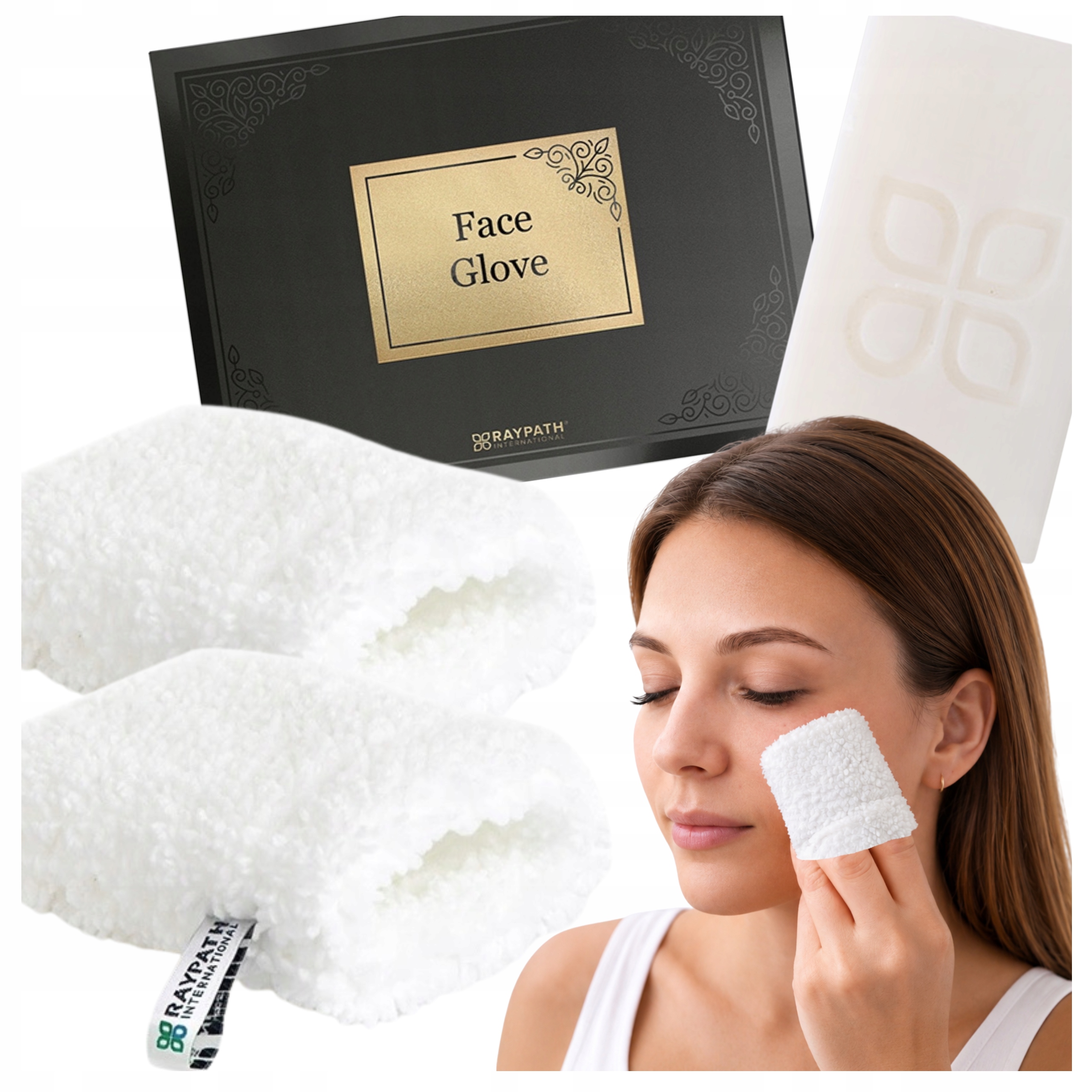 Raypath 2x Čisticí rukavice na odličování obličeje Face Glove Mýdlo