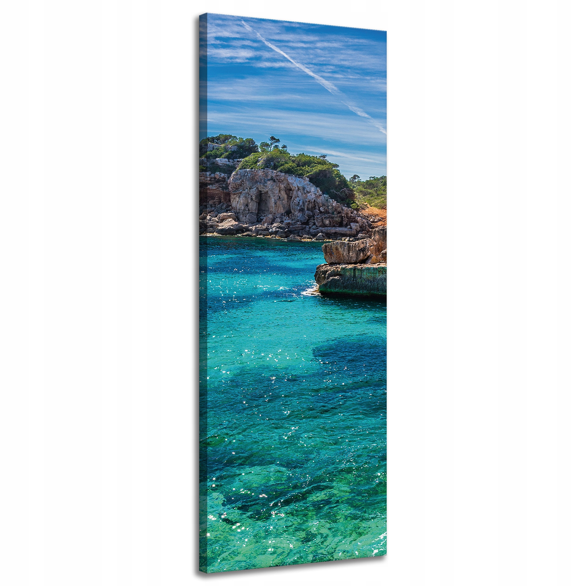 Obraz na plátně Krajina Skály Voda Stromy Slunce 40x120 cm