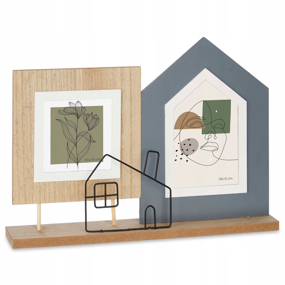 Rámeček Na 2 Fotografie Domeček, Stojící, Kov A Mdf