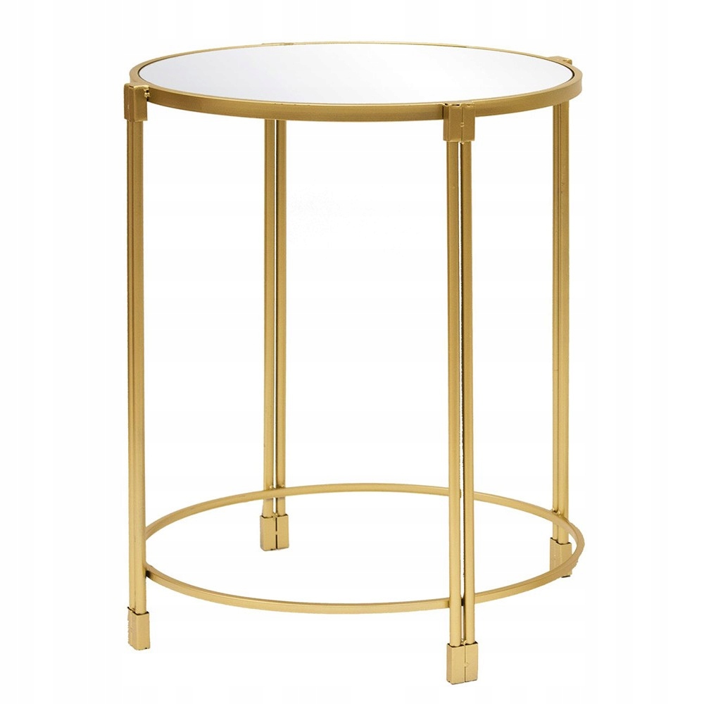 Kovový Stolík So Zrkadlom Zlatý H 65 cm Moderný