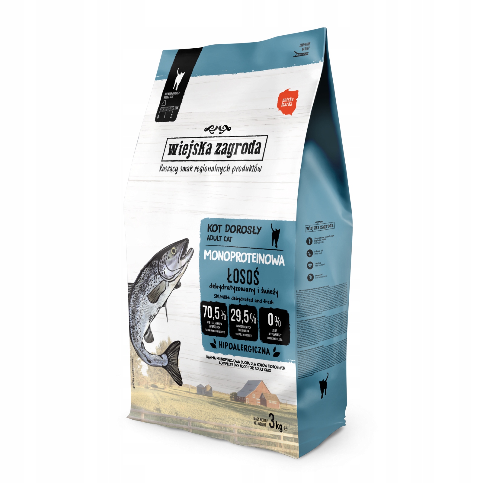 Wiejska Zagroda krmivo pro kočky monoproteinový losos 3 kg