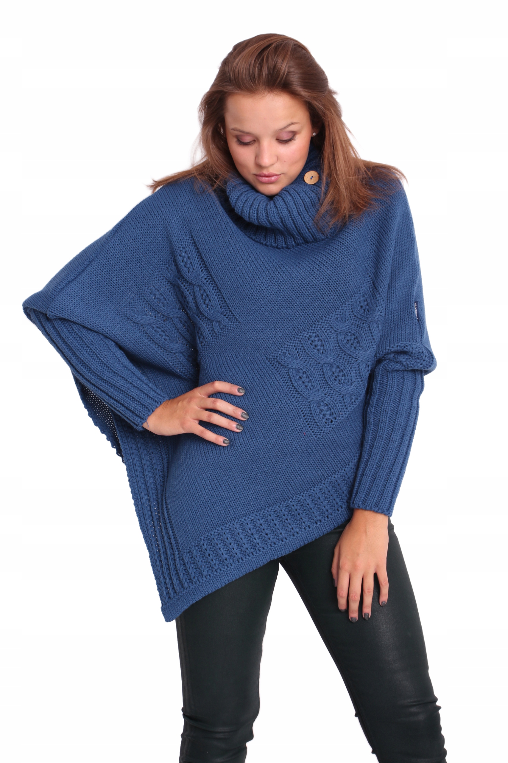

Pasmantex Moena Ponczo Sweter Poncho Golf Rękawki
