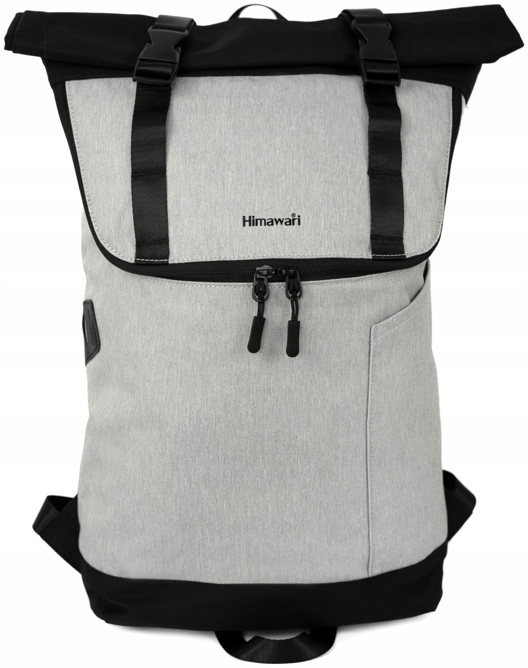 Batoh na notebook Himawari Roller XL prostorný, multifunkční, světle šedý
