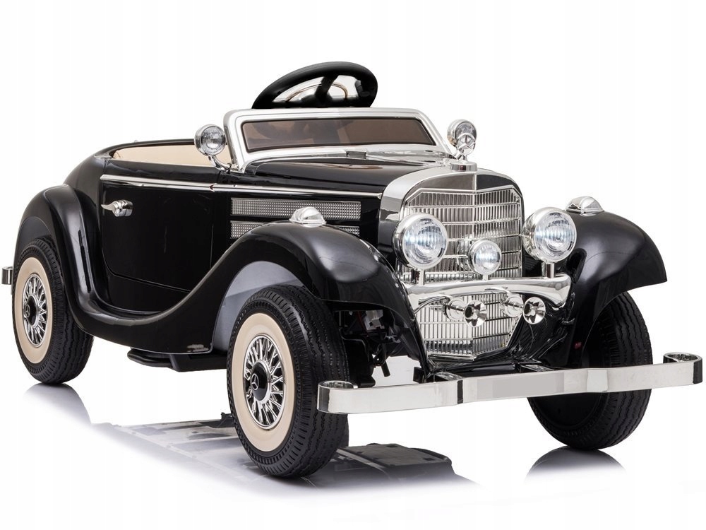 Auto na akumulator retro Mercedes 540K 12V Led MP3 z pilotem czarny dla dzi