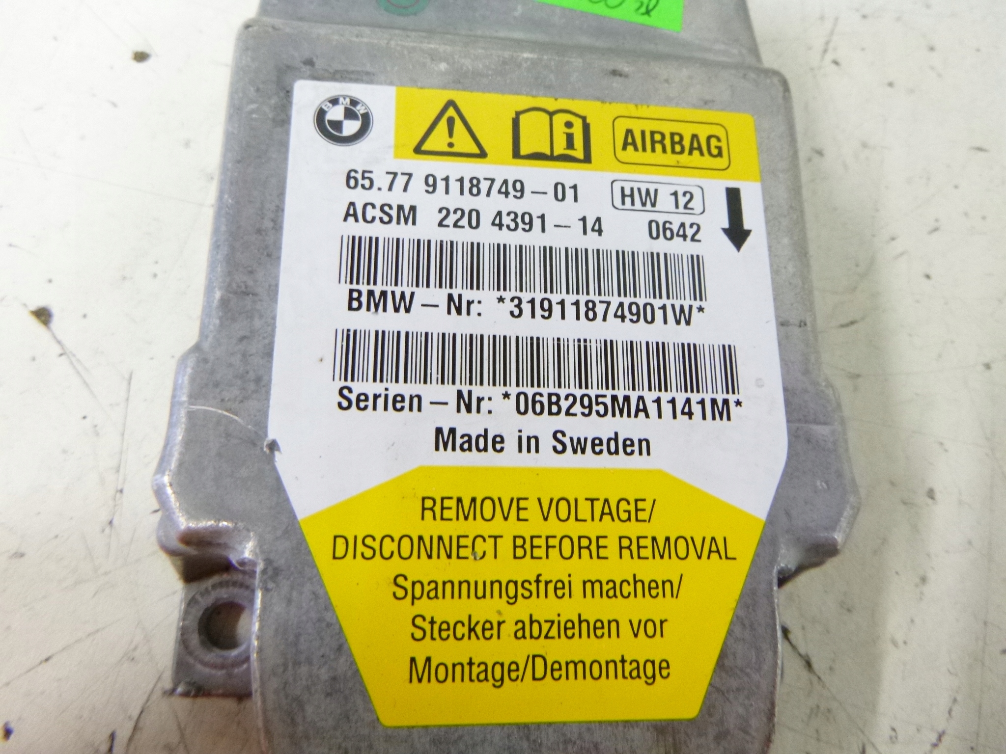 COMPUTER BEDIENTEIL AIRBAG BMW E60 E61 05R. SENSOR