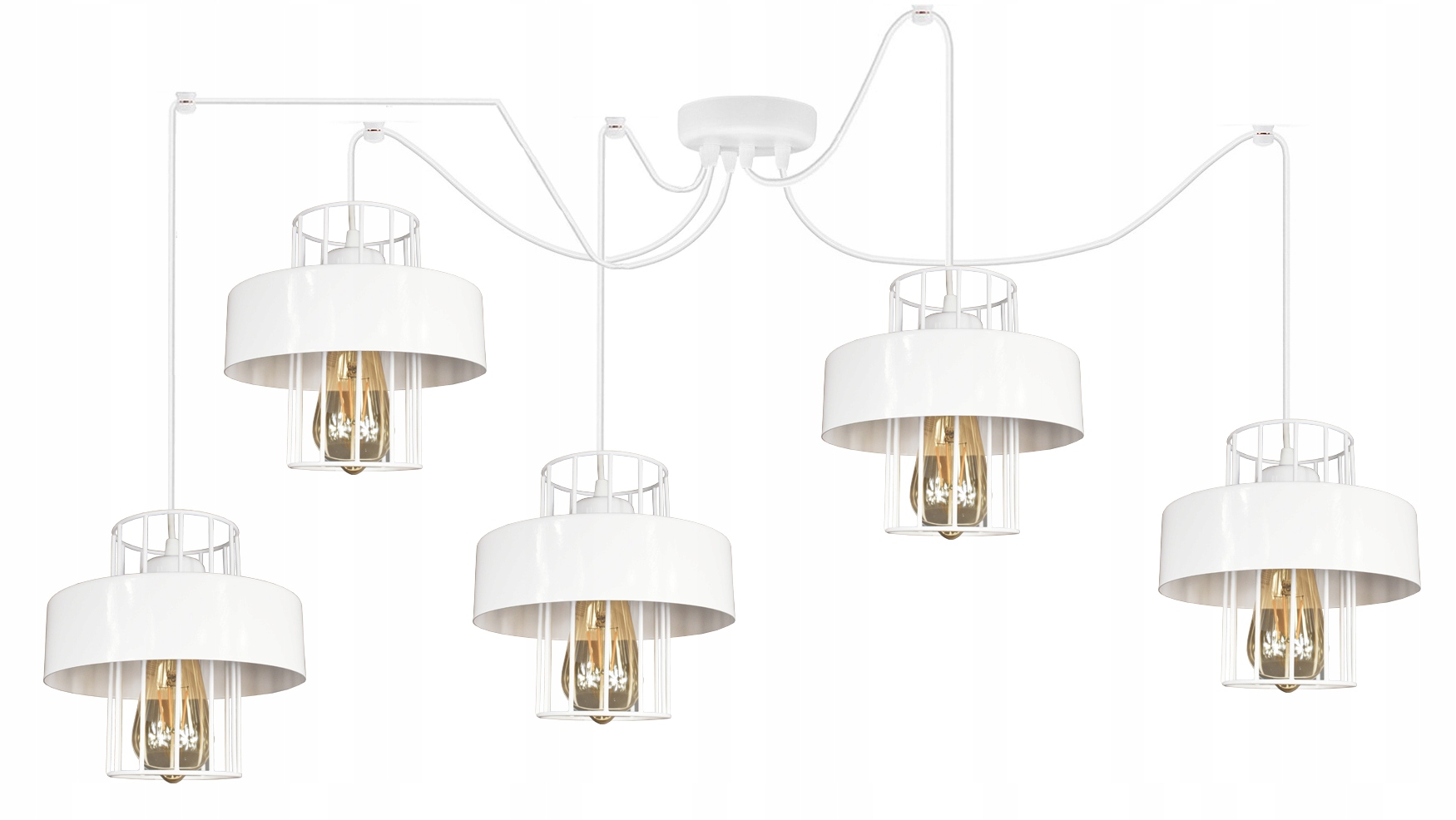 Lustr Závěsná Lampa Pavouk Loft Prestige 5 Bílá