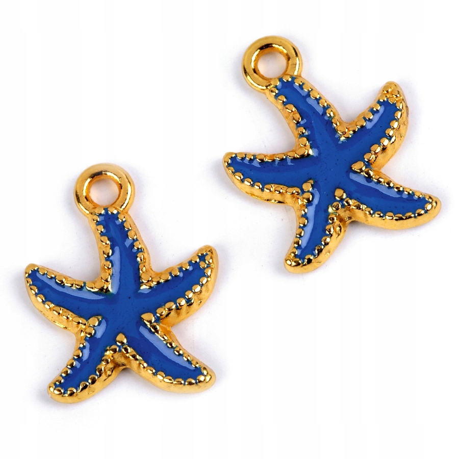 2x Zawieszka Stal Nierdzewna Emalia biżuterii 13x17 mm Rozgwiazda Niebieska