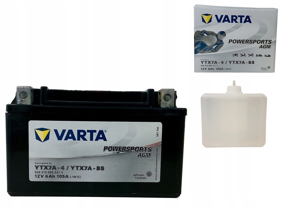 

Akumulator Agm YTX7A-BS/TX7A-BS 12V 6Ah 105A Varta