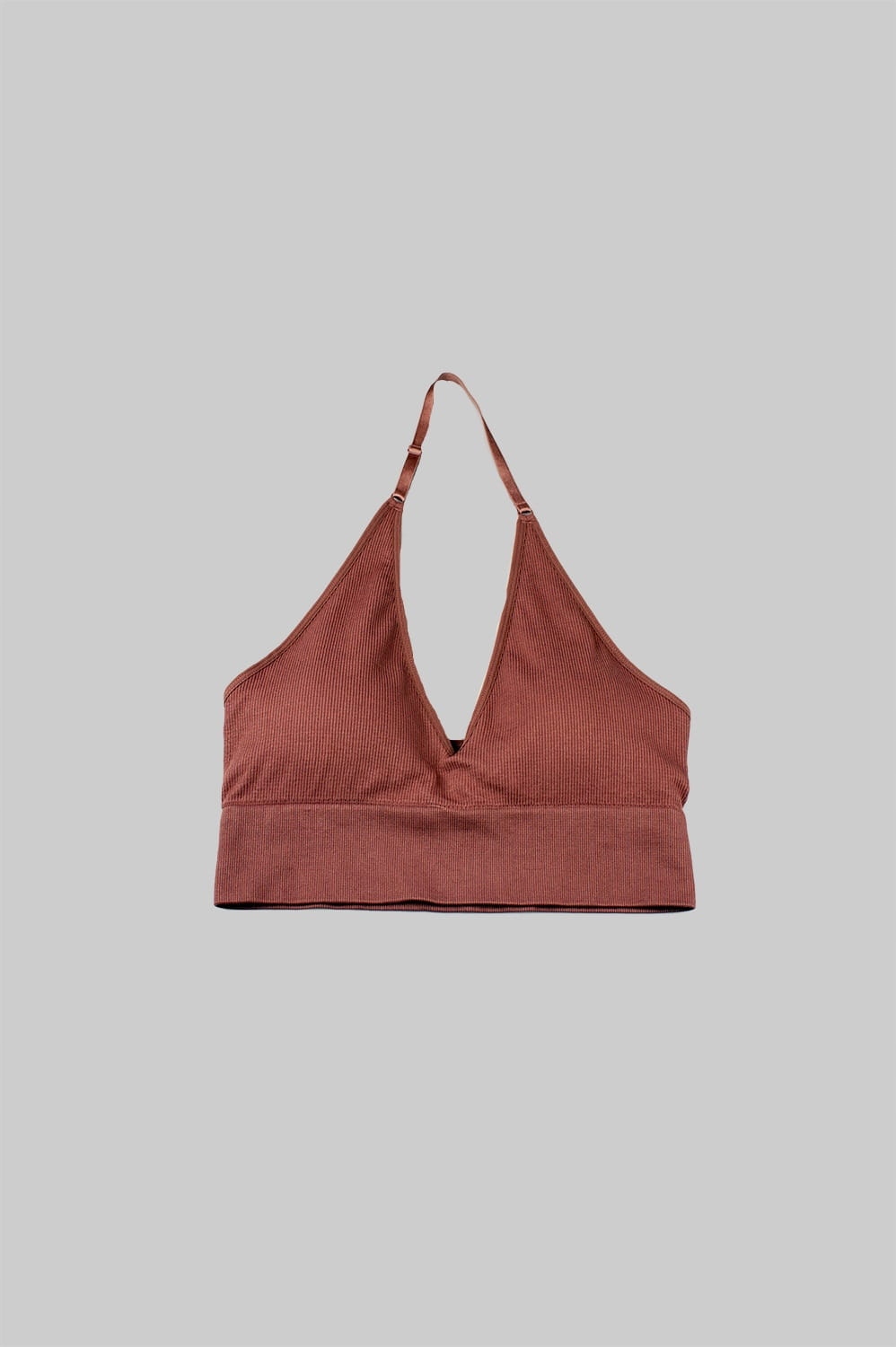 Shein Brązowy Prążkowany Top (M)