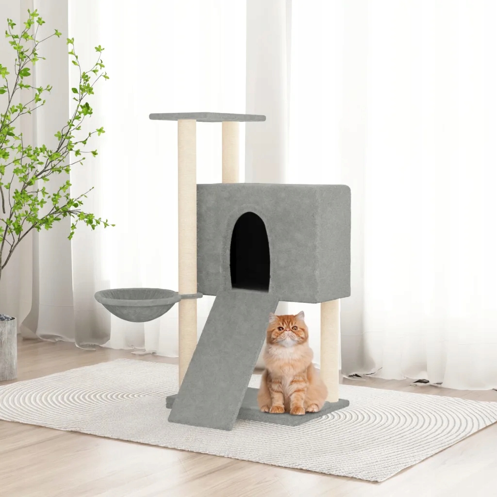 Levně Škrabadlo pro kočky sisalovými sloupky světle šedé 96 cm