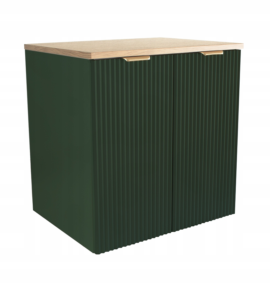 Koupelnová skříňka s rýhovanými dveřmi Šalvěj/Ořech, deska 60 cm Willy