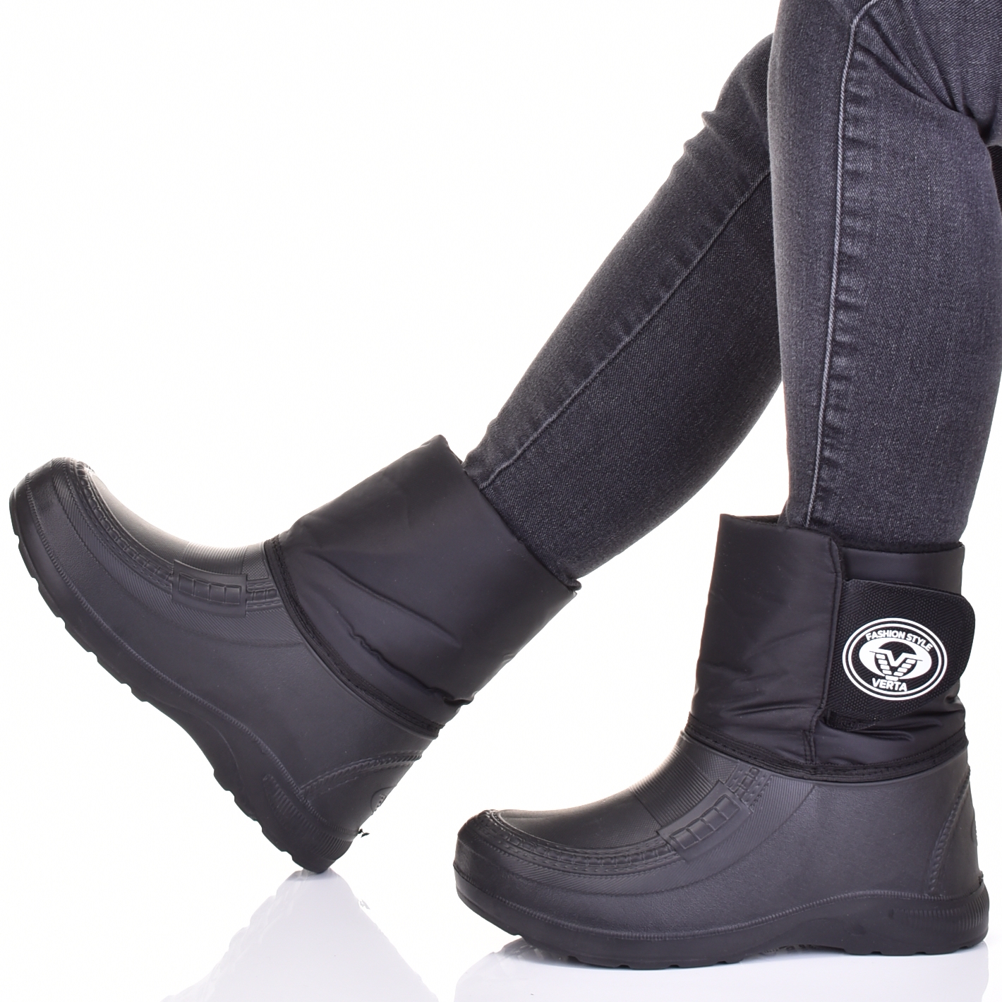 KALOSZE DAMSKIE Z OCIEPLACZEM PIANKI LEKKIE CIEPŁE BUTY ZIMOWE NA RZEP Oryginalne opakowanie producenta folia