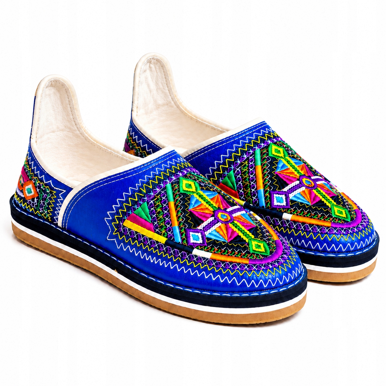 Babouche marocké modré přírodní kůže handmade 38