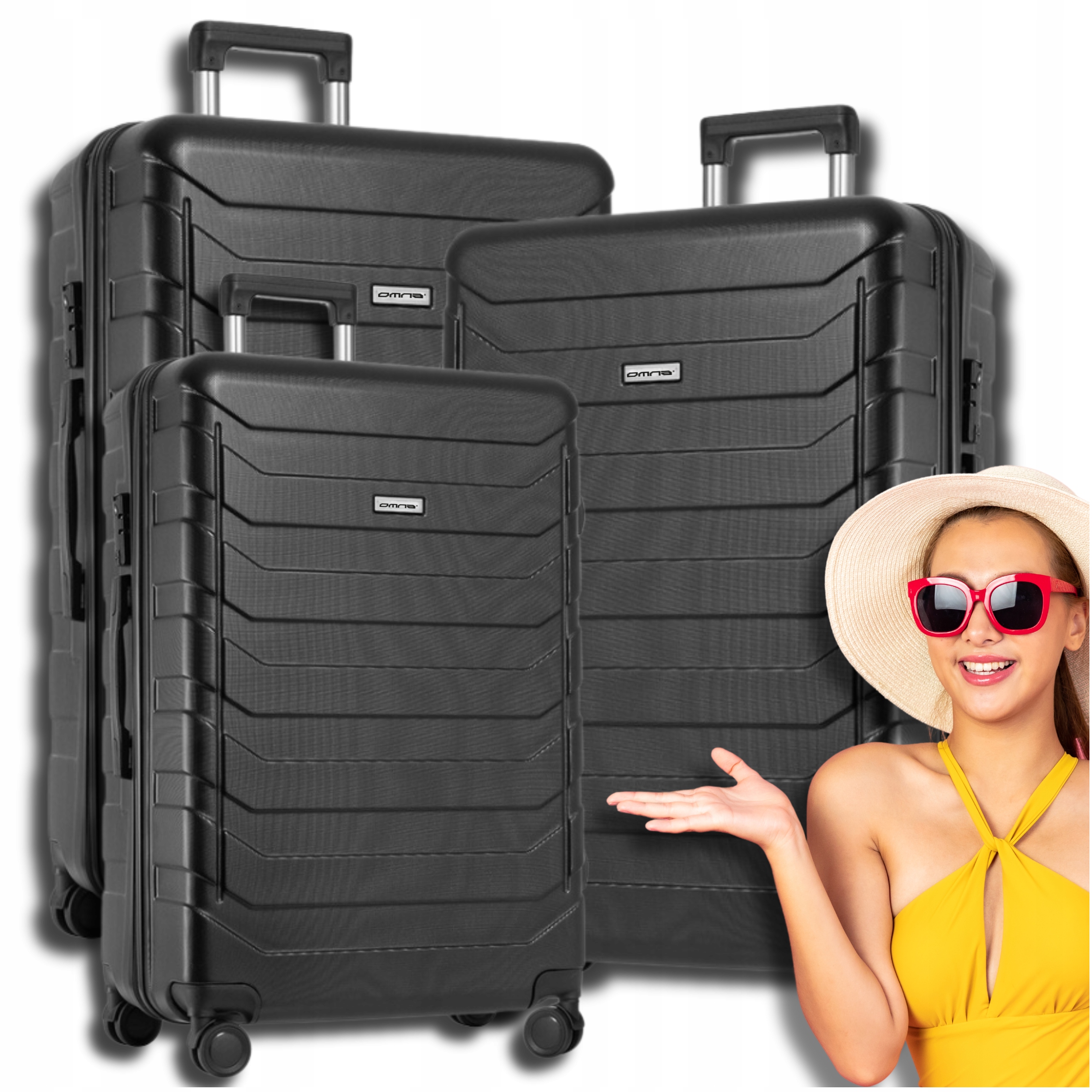 Sada 3 cestovních kufrů 3v1 Abs kufr na kolečkách 94L 63L 40L