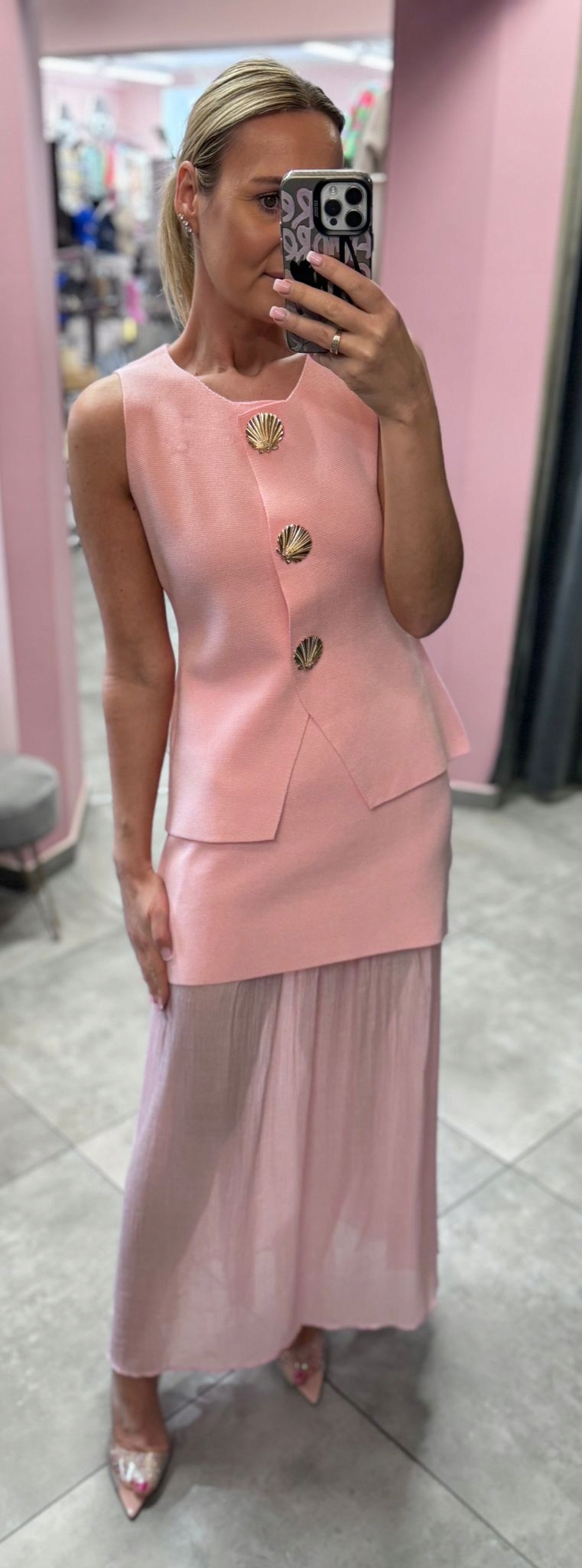 Dámský Komplet Premium Ozdobné Mušle 70% Viskóza Růžová Uni