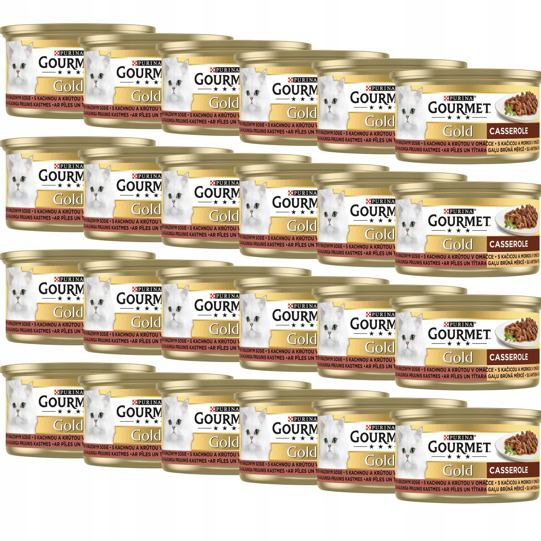 Levně Gourmet Gold Krmivo pro kočky Casserole s kachnou a krůtím masem 85 g x 24 kusů
